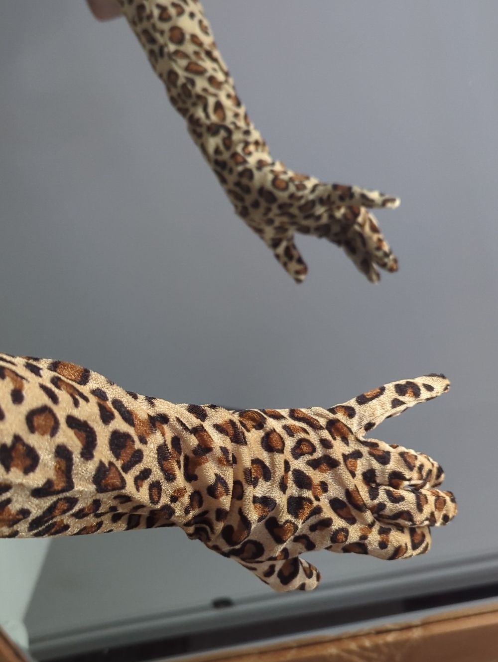Leopard Print Long Velvet Gloves